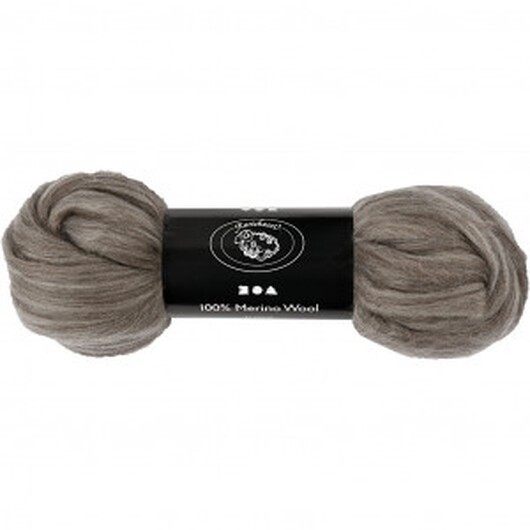 Kardad ull - Merino Garn, 21 my, 100 g, Naturgrå
