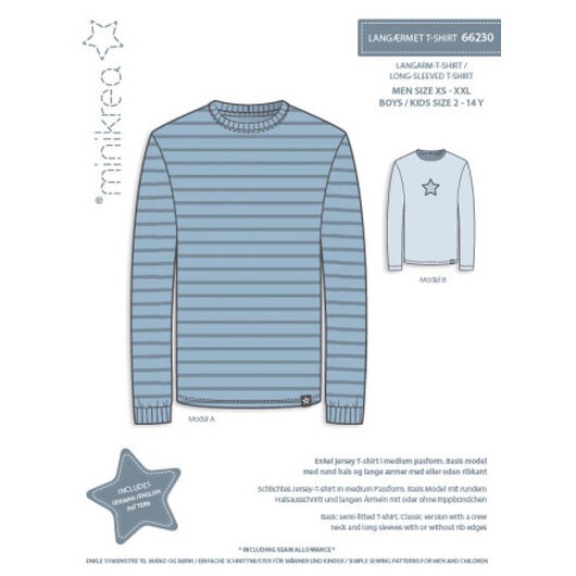 MiniKrea Snittmönster 66230 Herrstorlek XS-2XL / Pojkar 2-14 år XS-2XL / Pojkar 2-14 år