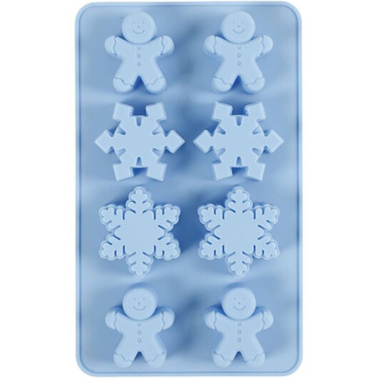 Silikonform, snöflingor och pepparkaksgubbar, H: 2,5 cm, L: 3 cm, B: 4,5 cm, 12,5 ml, 1 st.