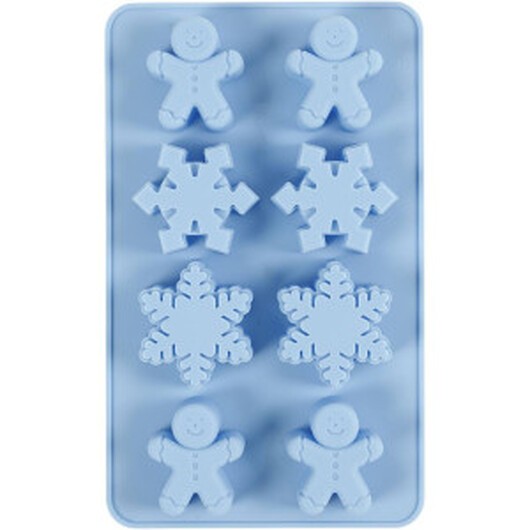 Silikonform, snöflingor och pepparkaksgubbar, H: 2,5 cm, L: 3 cm, B: 4,5 cm, 12,5 ml, 1 st.