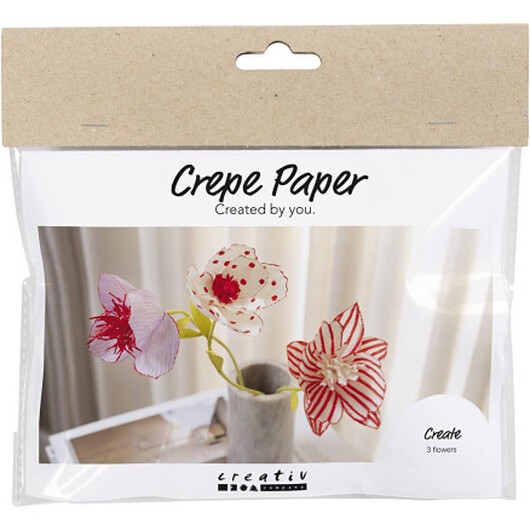 Mini DIY Kit Crepepapper, blommor, pastellfärger, 1 frp.