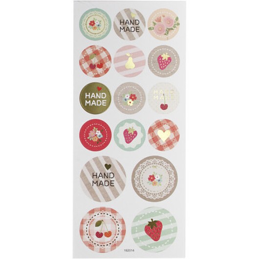 Stickers, handmade, ark 10x23 cm, ca. 16 st., 1 ark