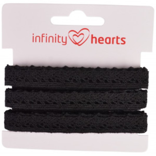 Infinity Hearts Spetsband Polyester 11mm 11 Svart - 5m
