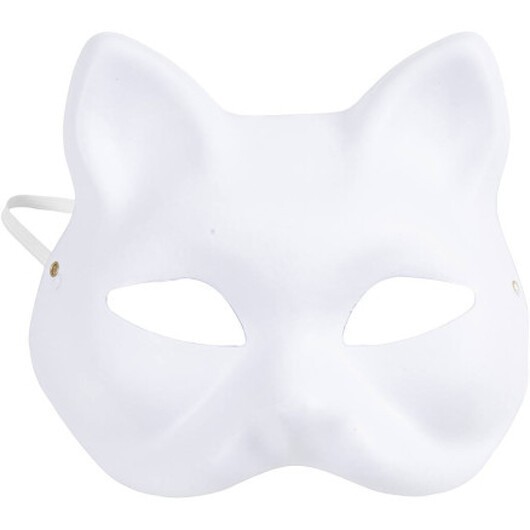 Kattmask, H: 17,5 cm, B: 18,5, vit, 1 st.