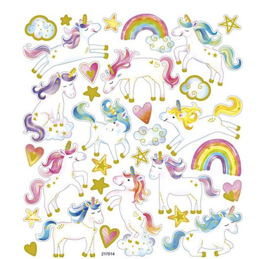 Klistermärken, enhörning, ark 15x16,5 cm, 1 ark