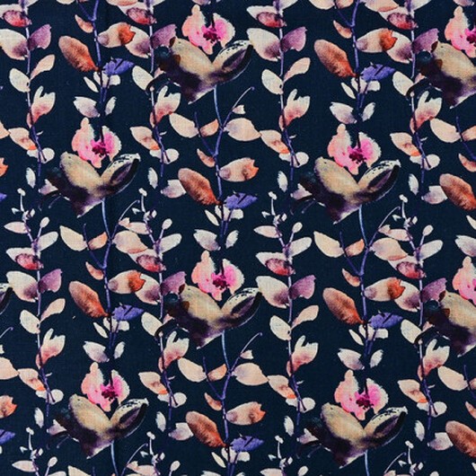 Lin/Viskos Jersey Tyg 008 Blommor - 50cm