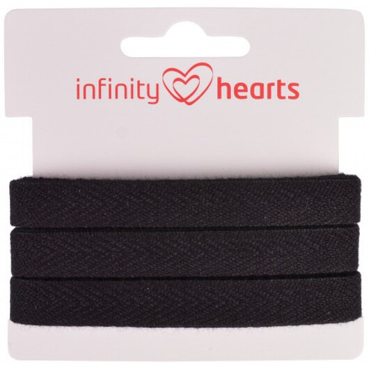 Infinity Hearts Bomullsband Fiskbensvävt 10mm 09 Svart - 5m