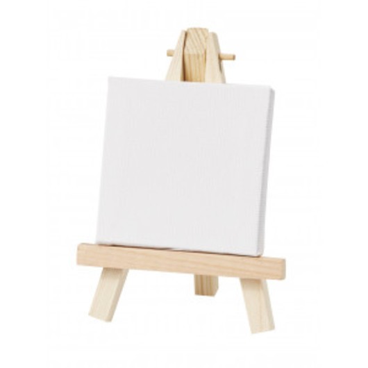 Mini Staffli Trä med Vit Canvas 12,5x9cm