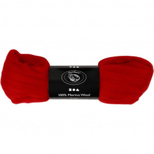 Kardad ull - Merino Garn, 21 my, 100 g, julröd