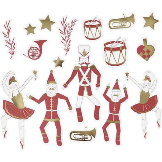 Klistermärken, storlek 2,2x12,5 cm, guld, röd, vit, 57 st / 1 frp.