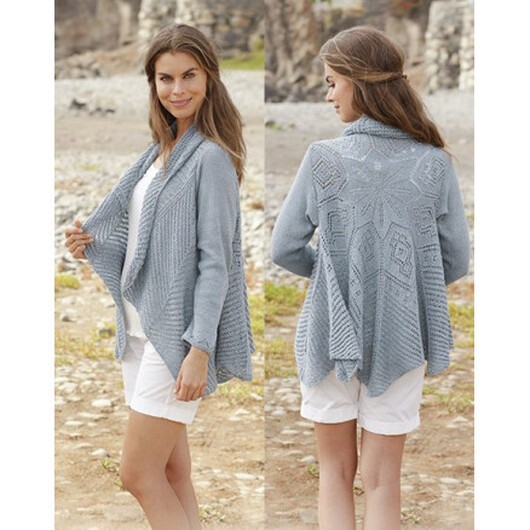 Seaside Dreamer by DROPS Design - Jacka Stickmönster str. S/M - XXL/XXXL