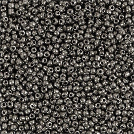 Rocai-pärlor, diam. 1,7 mm, storlek 15/0, hålstorlek 0,5-0,8 mm, grå metall, 25g/ 1 frp.