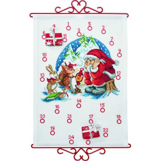 Permin Broderikit Tomten får julklappar 32x44cm