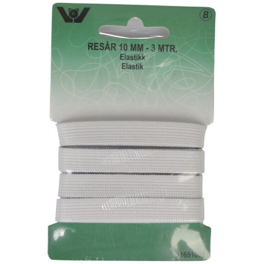 Resår/Resårband Vit 10mm 3m