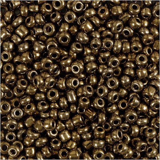Rocai-pärlor, diam. 3 mm, storlek 8/0, hålstorlek 0,6-1,0 mm, brons, 25g/ 1 frp.