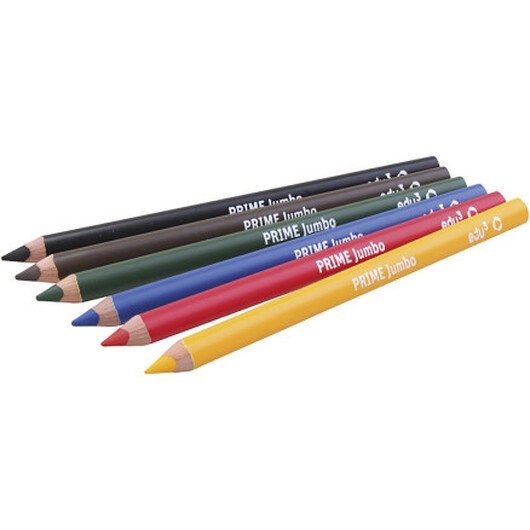 edu Kraftiga färgpennor, tjocklek 10 mm, blyerts 6,25 mm, Ass. färger, 6 frp. / 1 pk.