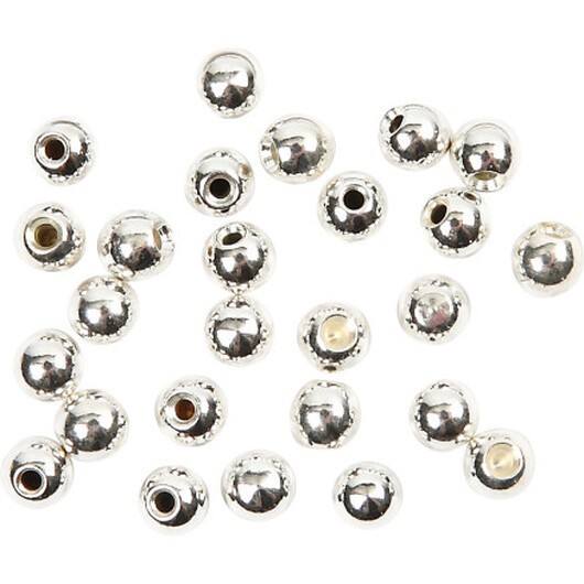 Ändpärlor, diam. 3 mm, hålstorlek 1 mm, silverpläterad, 20 st / 1 frp.