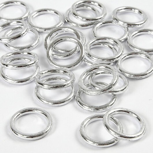 Plastring, storlek 15 mm, tjocklek 2 mm, silver, 25 st / 1 frp.