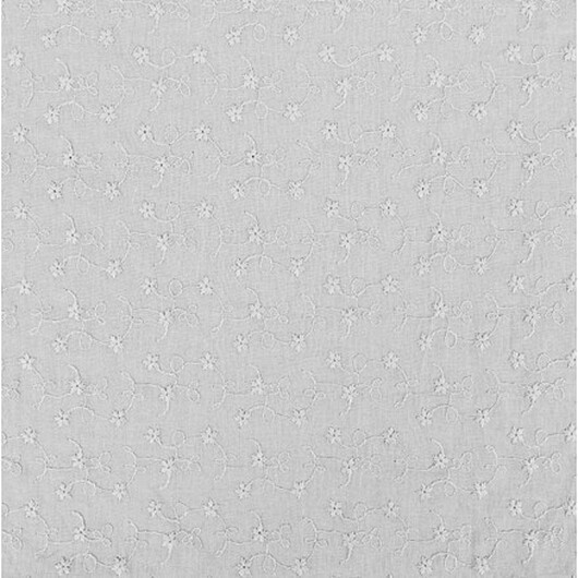 Bomullstyg med broderi 135cm 062 Ljusgrå - 50cm