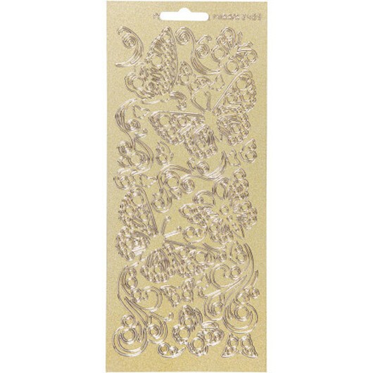 Stickers, fjärilar, ark 10x23 cm, guld, 1 ark