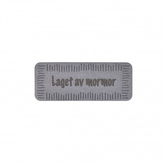 Norsk Label "Laget av Mormor" Imiterat läder Grå 5x2 cm - 1 st