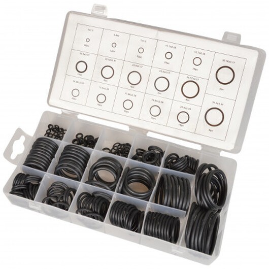 Infinity Hearts O-ringar Assortiment Deluxe Gummi Svart 17 Ass. Storlekar 3-31mm - 222 st.