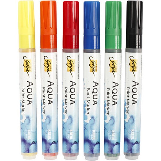 SOLO GOYA Aqua Paint Marker, mixade färger, 6 st./ 1 förp.