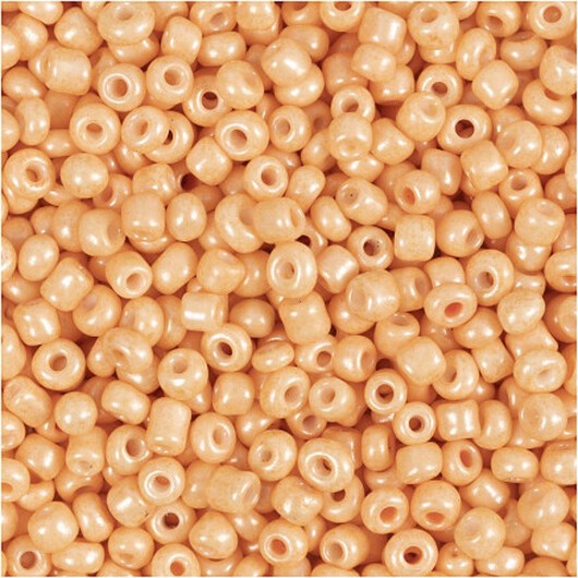 Rocaillepärlor, Dia. 3 mm, stl. 8/0, Hålstl. 0,6-1,0 mm, peach, 25 g/ 1 förp.