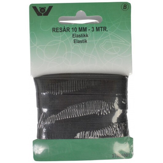 Resår/Resårband Svart 10mm 3m