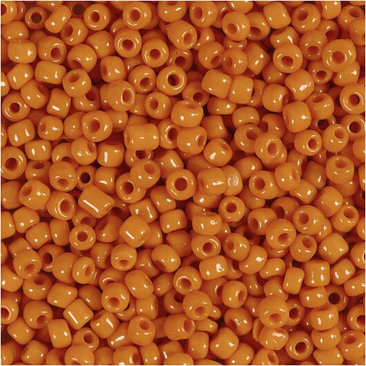 Rocai-pärlor, diam. 3 mm, storlek 8/0, hålstorlek 0,6-1,0 mm, orange, 25g/ 1 frp.