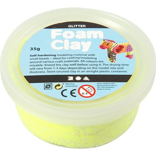 Foam ClayÂ® , glitter, gul, 35 g/ 1 burk