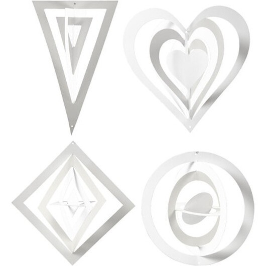 3D-dekorationer, H: 18+22+24 cm, B: 15+18+22 cm, 230 g, vit, 16 st./ 1 förp.