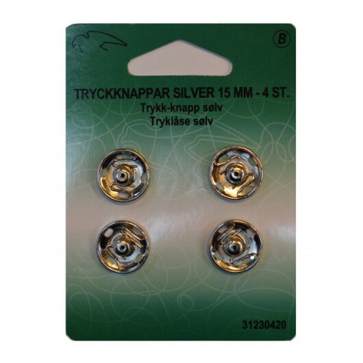 Tryckknappar Silver 15mm 4 st.