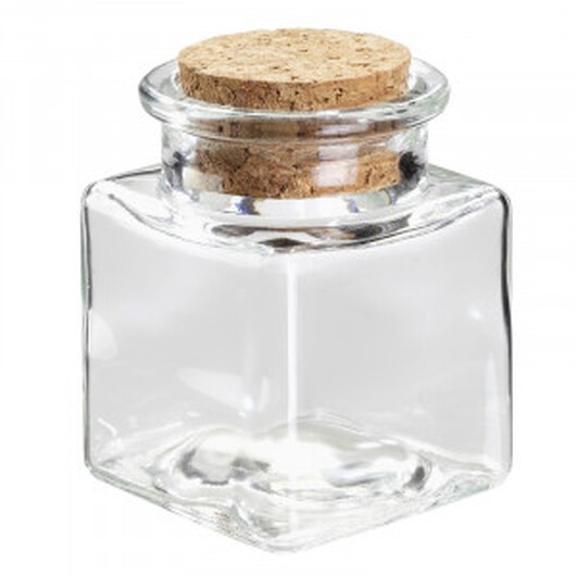Glasflaska / Burk Fyrkantig med Korklock 40ml 4,5x4,5x6cm - 1 st