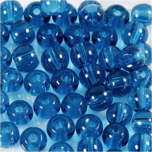 Glaspärlor, diam. 4 mm, hålstorlek 1 mm, turkos, 45 st / 1 frp.