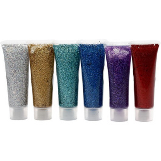 Eulenspiegel Glittergel, mixade färger, 6x18ml/ 1 förp.