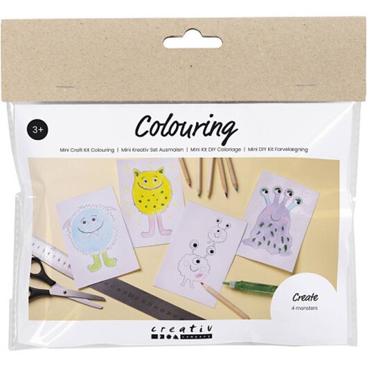 Mini DIY Kit Färgläggning, Monster, mixade färger, 1 förp.