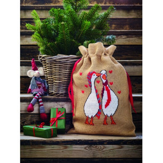Permin Broderikit Julsäck med gäss 39x55cm