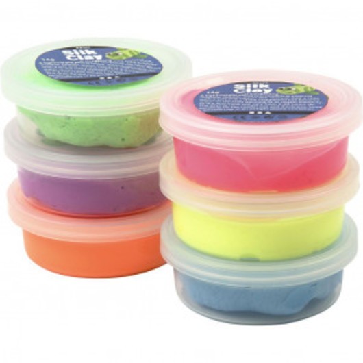 Silk ClayÂ® - sortiment, 6x14 g, mixade färger, neon