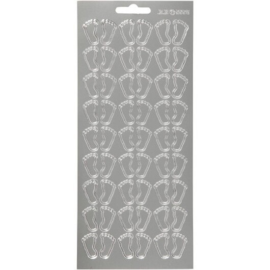 Stickers, fötter, ark 10x23 cm, silver, 1 ark