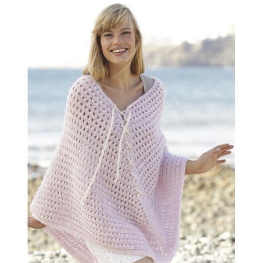 Sweet Crush by DROPS Design - Poncho Stick-mönster strl. S/M - XXXL