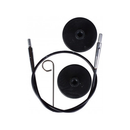 KnitPro Wire / Kabel till Korta Ändstickor 20cm (blir 40cm inkl. stickor) Svart