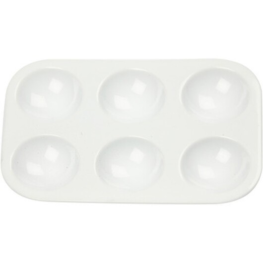 Palett, Rektangulär palett med 6 fack, stl. 13x8,5 cm, vit, 1 st.