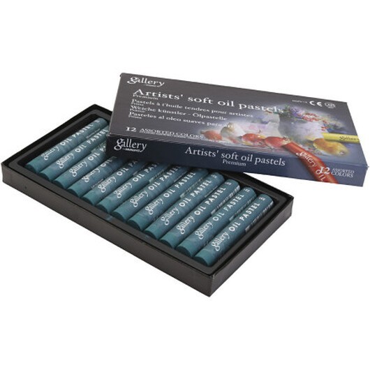 Gallery oljepastellkritor, L: 7 cm, Dia. 11 mm, tjocklek 11 mm, malachite green (180), 12 st./ 1 förp.