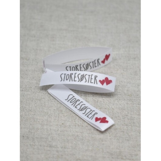 Etikett Storasyster Vit - 5 st.