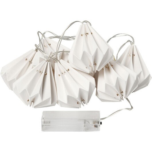 LED ljusslinga med lampskärmar, H: 80 mm, L: 100 cm, Dia. 65 mm, vit, 1 st.