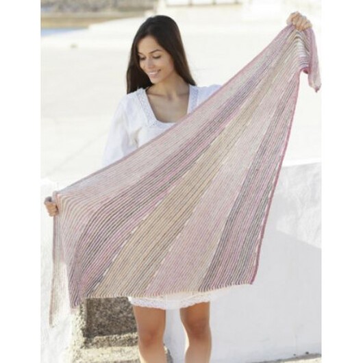 Rays of Sunset by DROPS Design - Sjal Stickmönster 160x69 cm