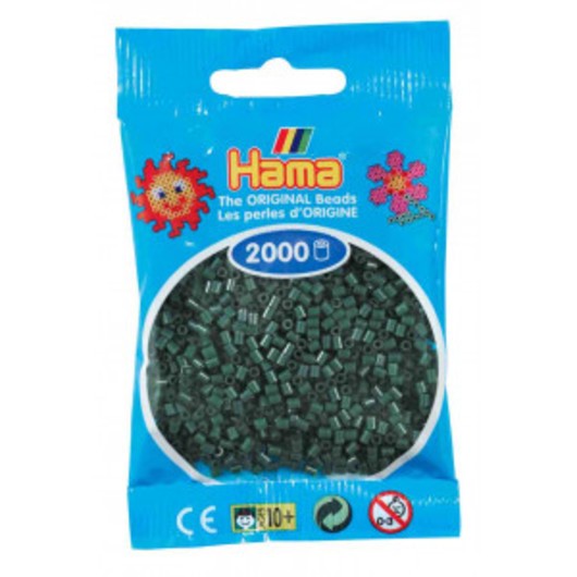 Hama Mini Pärlor 501-28 Mörkgrön - 2000 st.