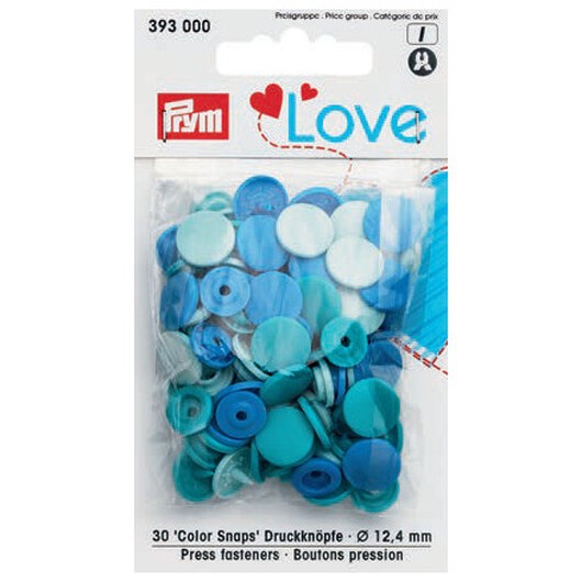 Prym Color Snaps Tryckknappar Plast Rund 12,4 mm ass. Turkos - 30 st