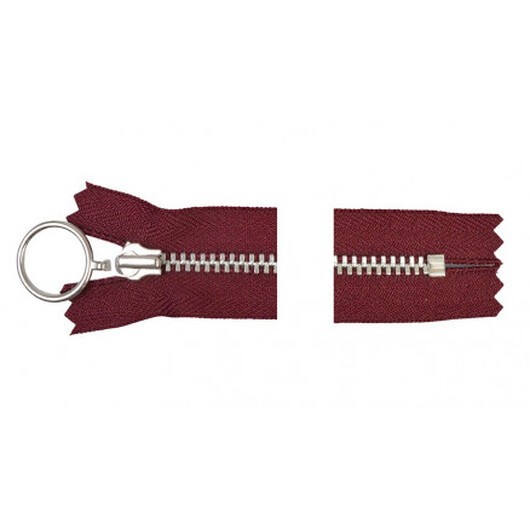 YKK Dragkedja/Blixtlås Aluminium Fast m/Ring 35cm 4mm Bordeaux